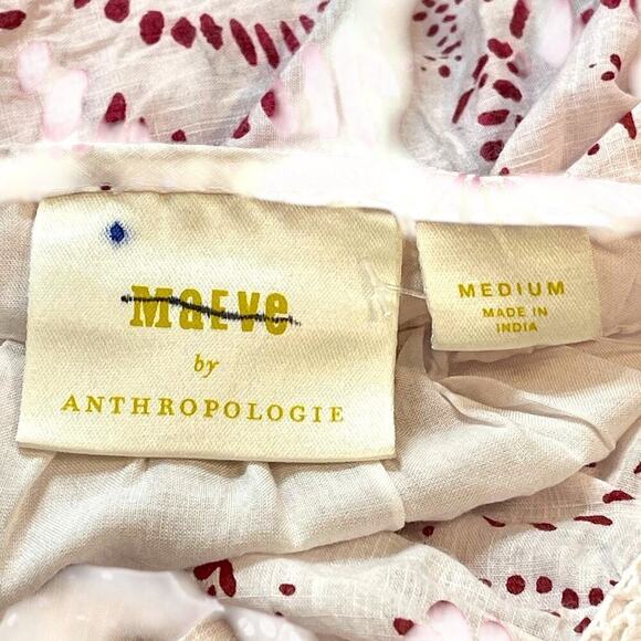 Maeve Flutter-Sleeve Babydoll Mini Dress Size Medium Red White Lace Floral - Picture 9 of 11